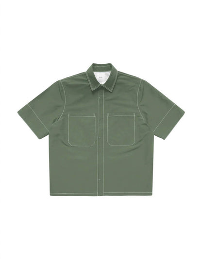cropped box shirt in deep sage