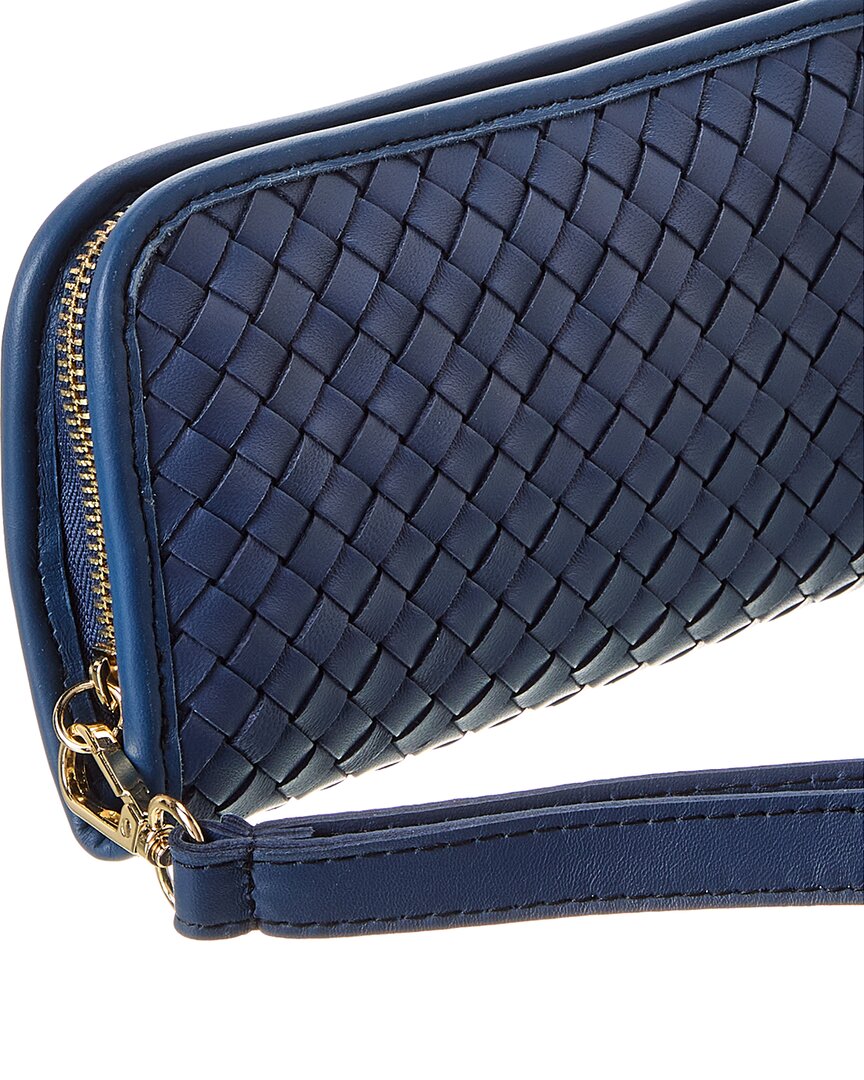 nora hand-woven leather clutch