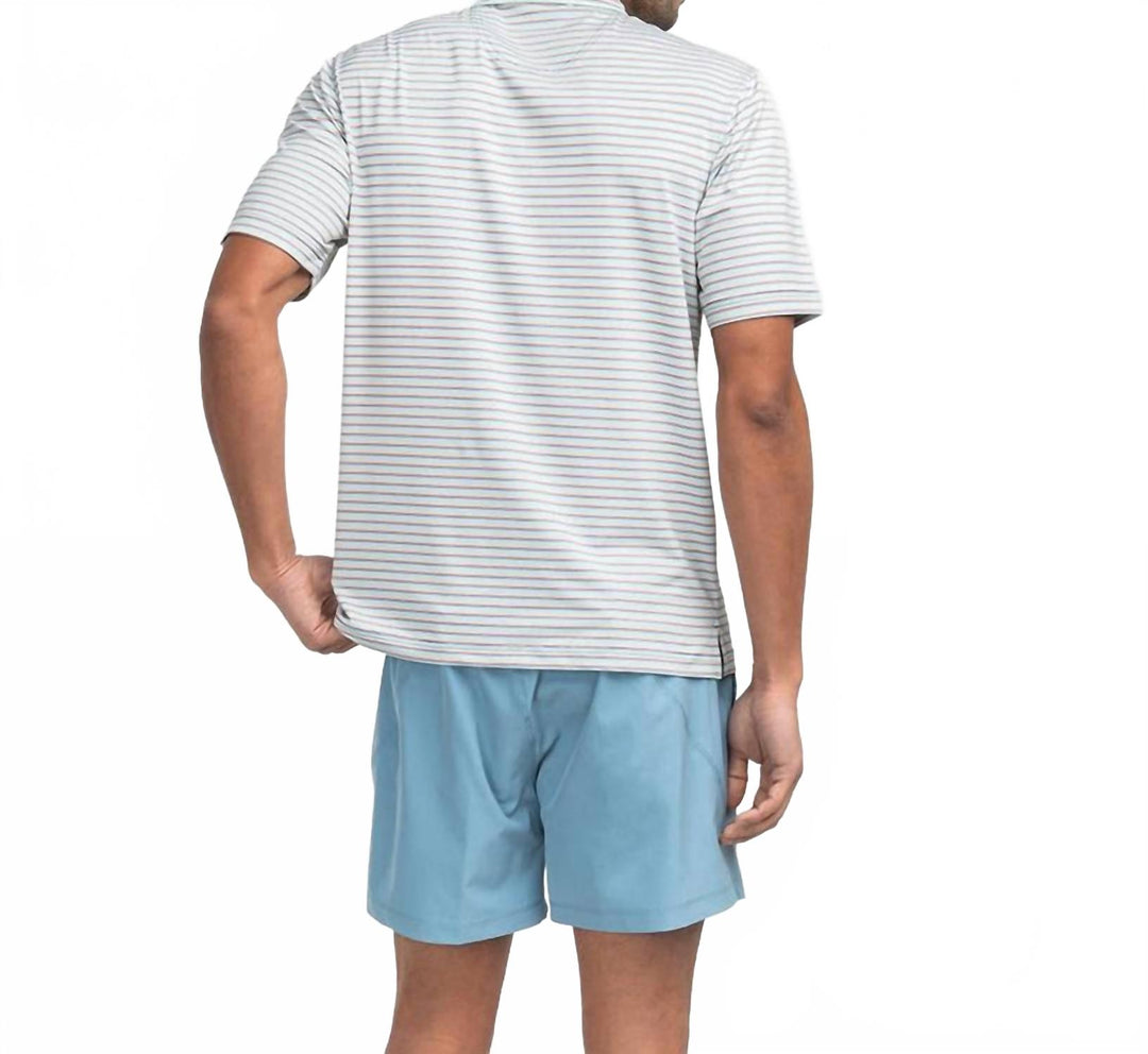 stripe polo in seafoam