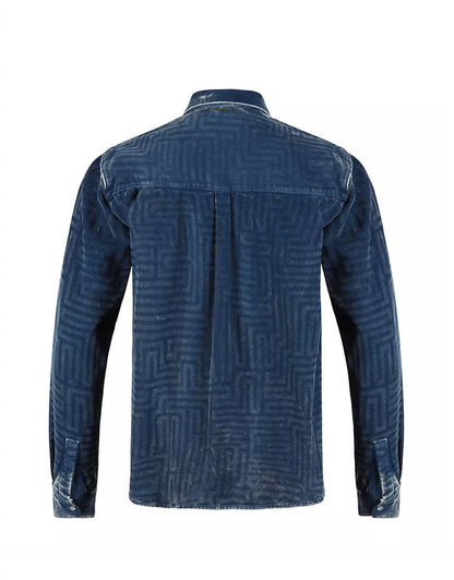 men's corduroy shirt in blue distressed maze
