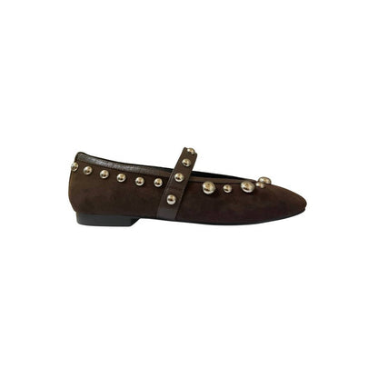 women's studded ballerina flat in marron