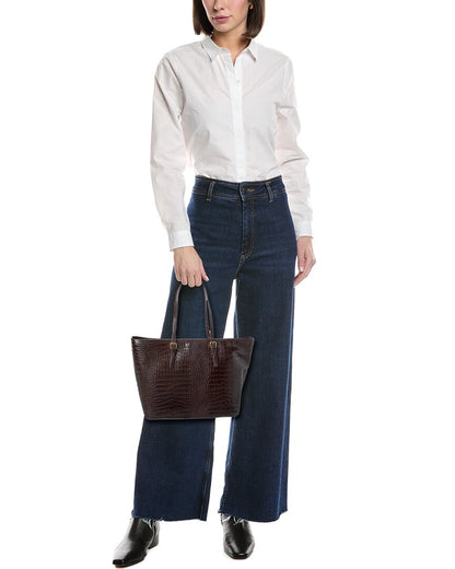 penny croc-embossed leather tote