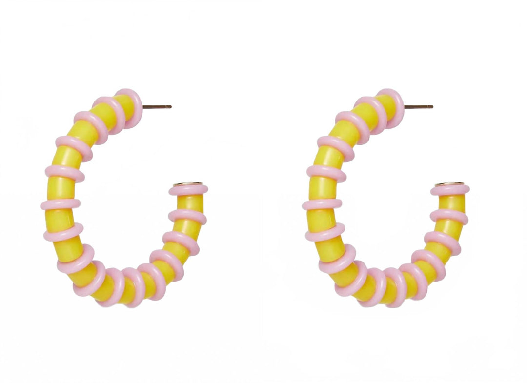 women's gallery beaded hoop earrings in canary yellow