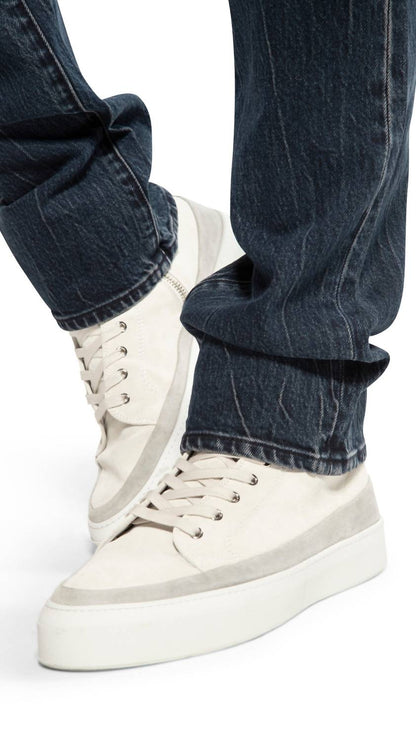 washed slim fit jeans in dark indigo