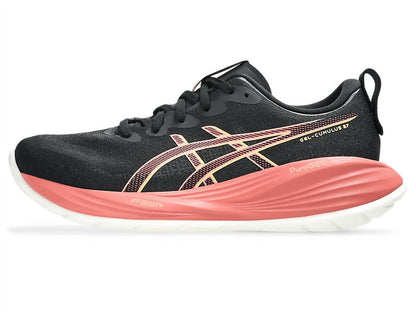 women's gel-cumulus 27 running shoes in black/orange glow