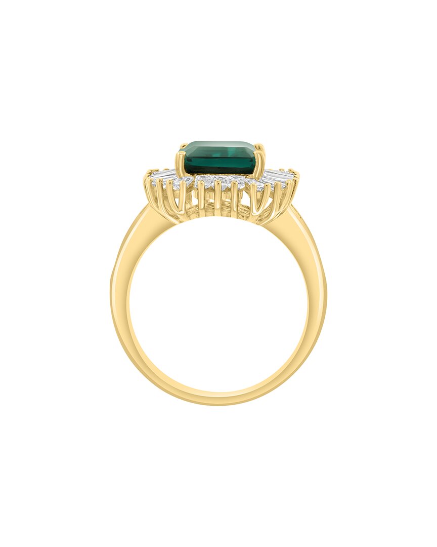 14k 4.17 ct. tw. lab-grown diamond & lab-grown emerald ring