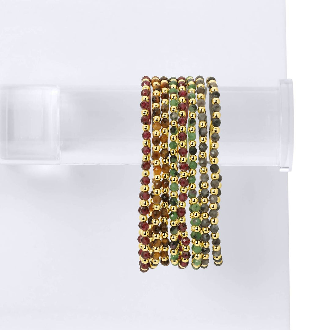 women's stretch beaded with stone accents bracelet in gray