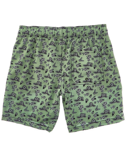 geo floral leaf swim trunk