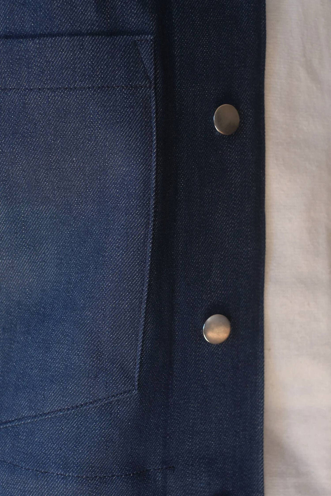 cafe long sleeve jacket in denim blue