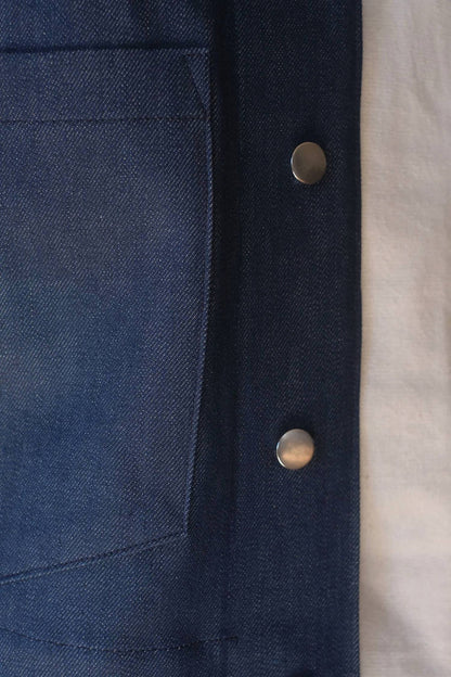 cafe long sleeve jacket in denim blue