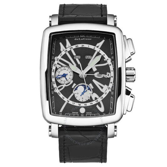 Delacour, ViaLarga Chronograph Automatic Black Dial Men's Watch