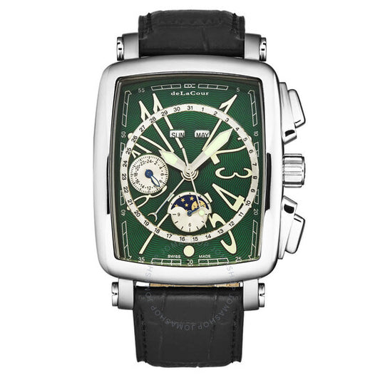 Delacour, Vialarga Chronograph GMT Automatic Moon Phase Day-Night Green Dial Men's Watch
