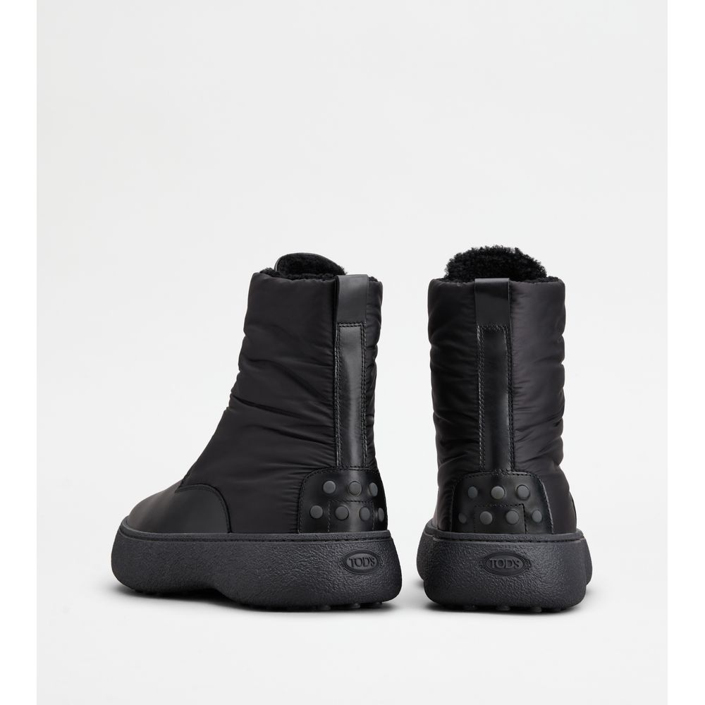 w. g. lace-up ankle boots in leather and fabric
