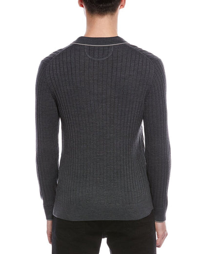 wool-blend drop needle shirt