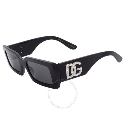 Dolce & Gabbana, Dark Grey Rectangular Ladies Sunglasses