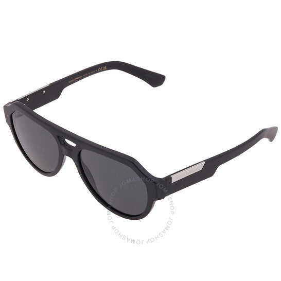 نظارة شمسية رجالية من دولتشي آند غابانا، رمادية عاكسة سوداء