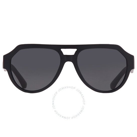 نظارة شمسية رجالية من دولتشي آند غابانا، رمادية عاكسة سوداء