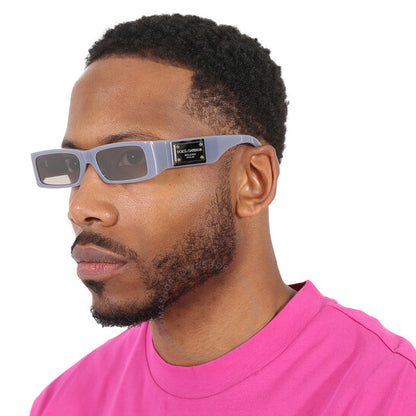 Dolce & Gabbana, Light Grey Mirror Silver Rectangular Men's Sunglasses