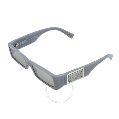Dolce & Gabbana, Light Grey Mirror Silver Rectangular Men's Sunglasses