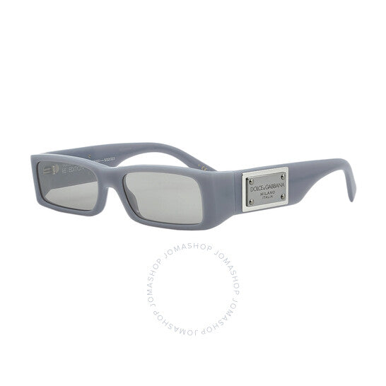 Dolce & Gabbana, Light Grey Mirror Silver Rectangular Men's Sunglasses