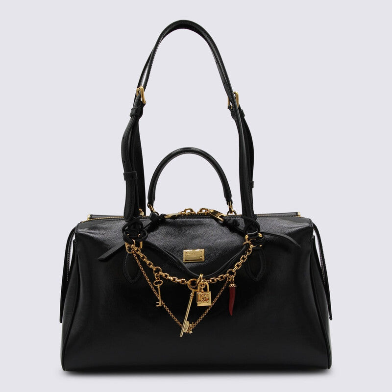 Black Leather Vittoria Shoulder Bag