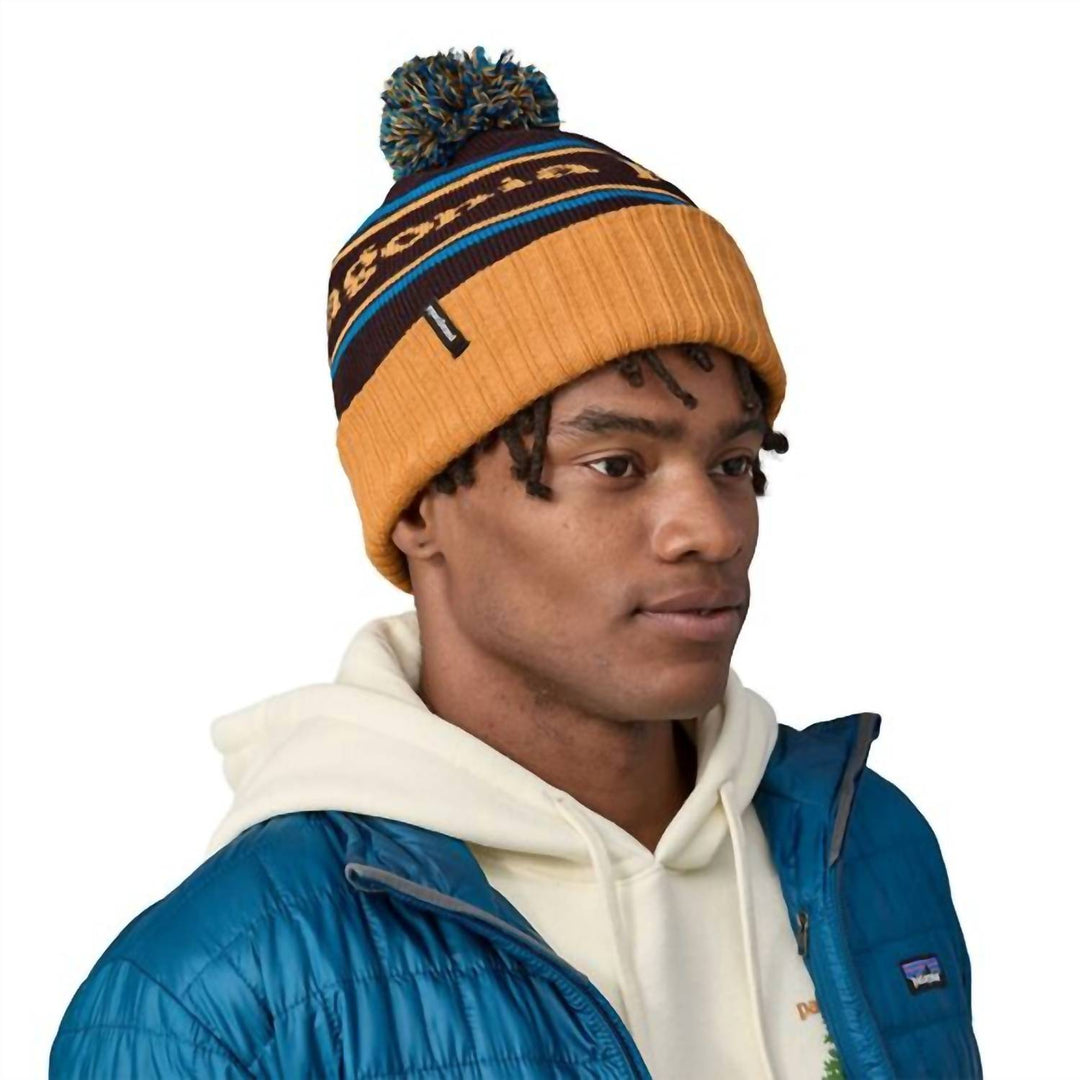 men powder town beanie in park stripe: dried mango