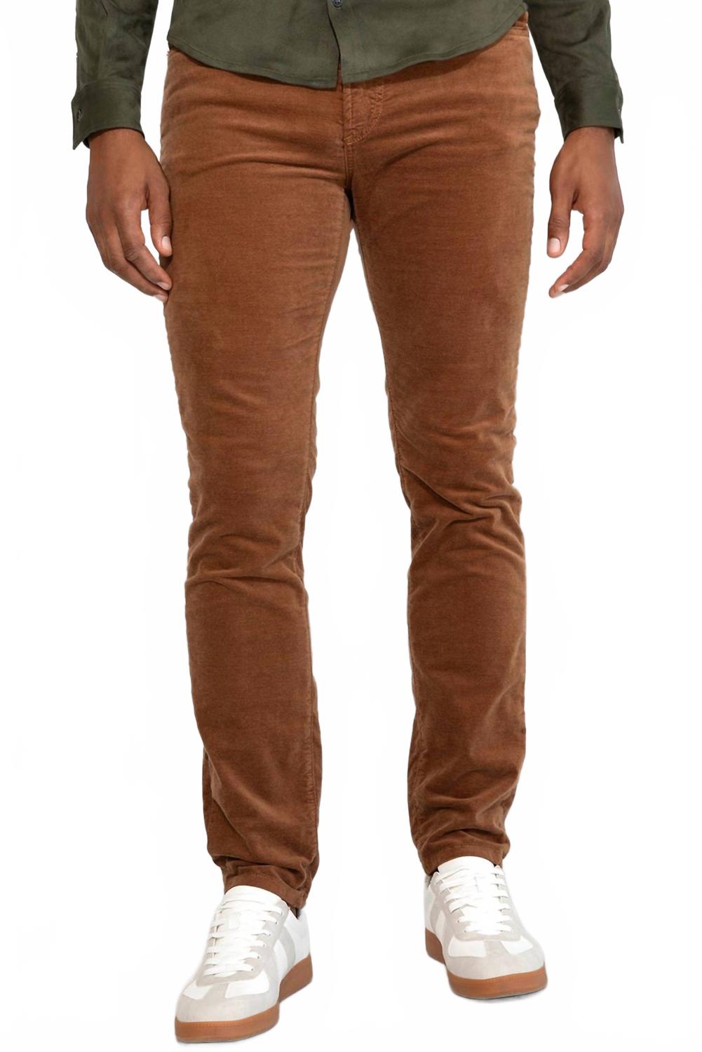 brando velvet slim fit jeans in saddle
