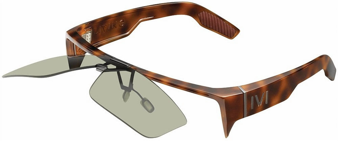 men's living sunglasses in polished classic tortoise / green grey lens