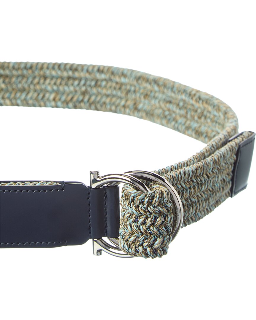 ferragamo woven & leather belt