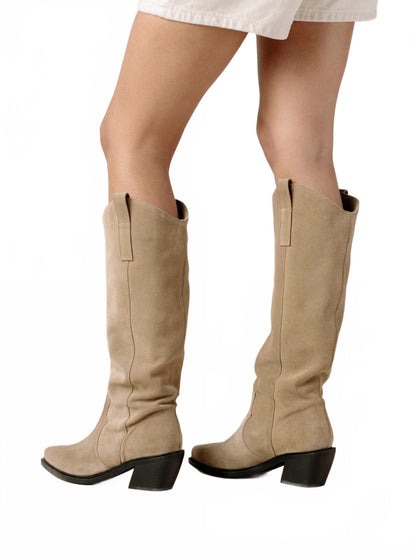 mount desert cowboy boots in taupe