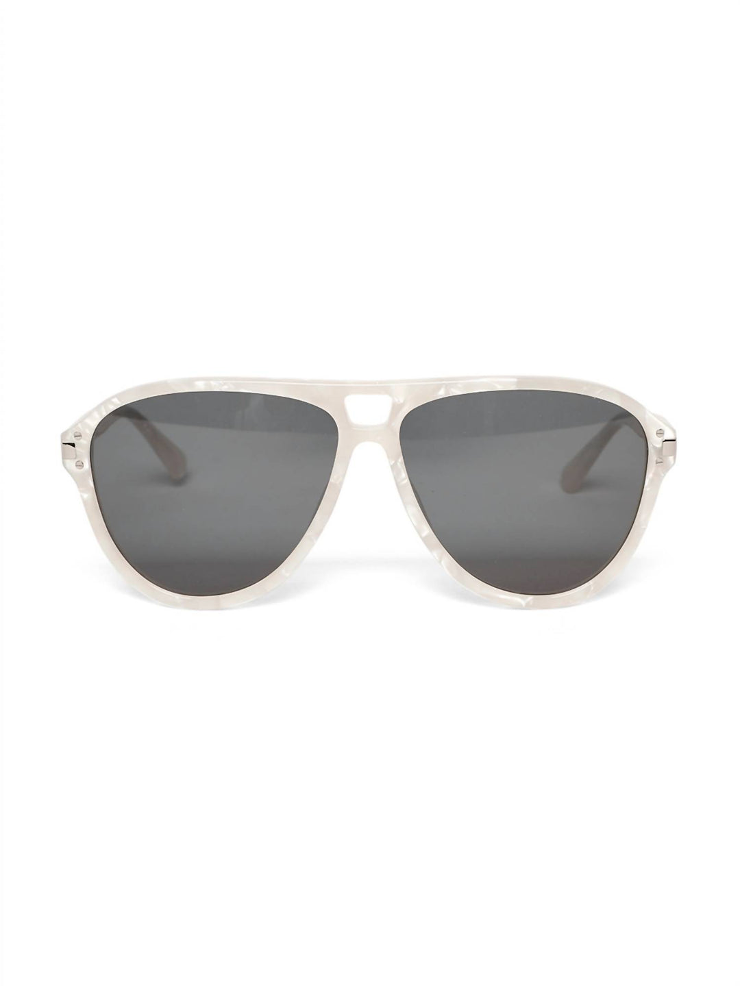unisex aviator logo sunglasses in white black silver
