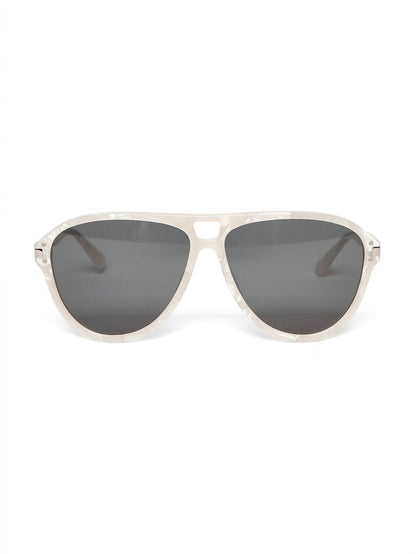 unisex aviator logo sunglasses in white black silver