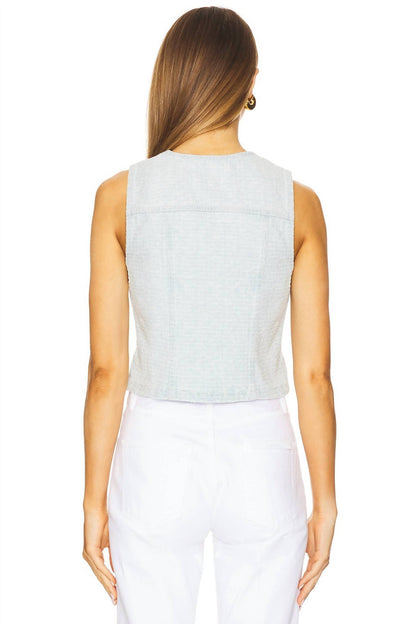 juliana tweed vest in sky blue tweed