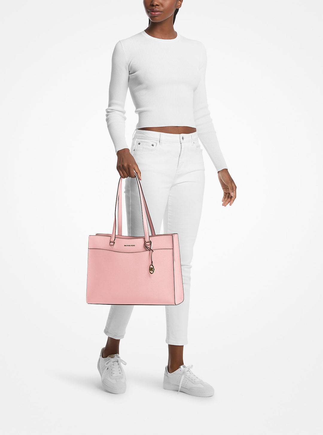 jet set travel large saffiano leather pocket tote bag