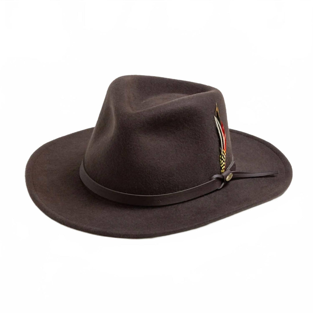 men's crushable felt outback hat in chocolate