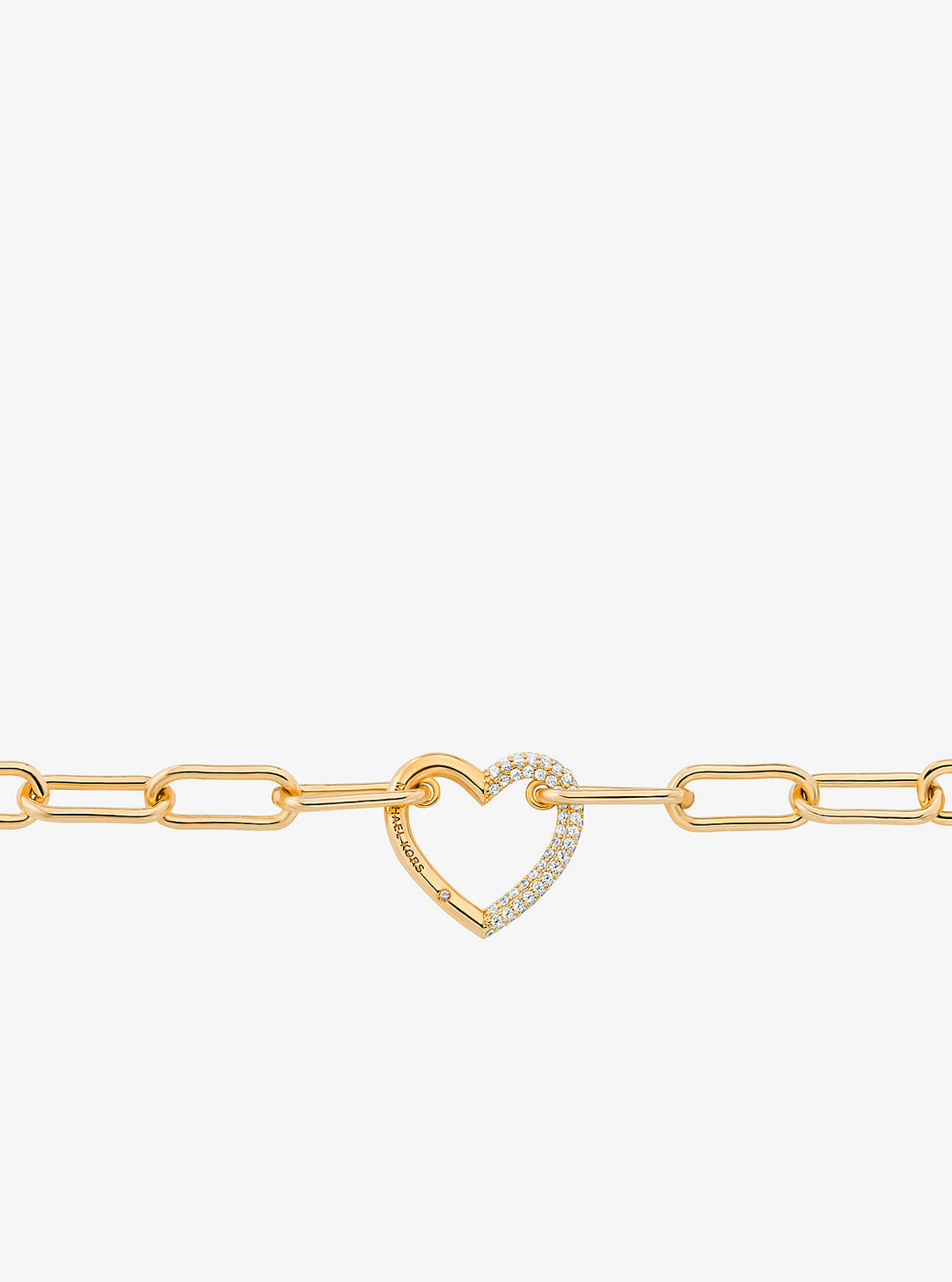 pavé heart curb-link necklace