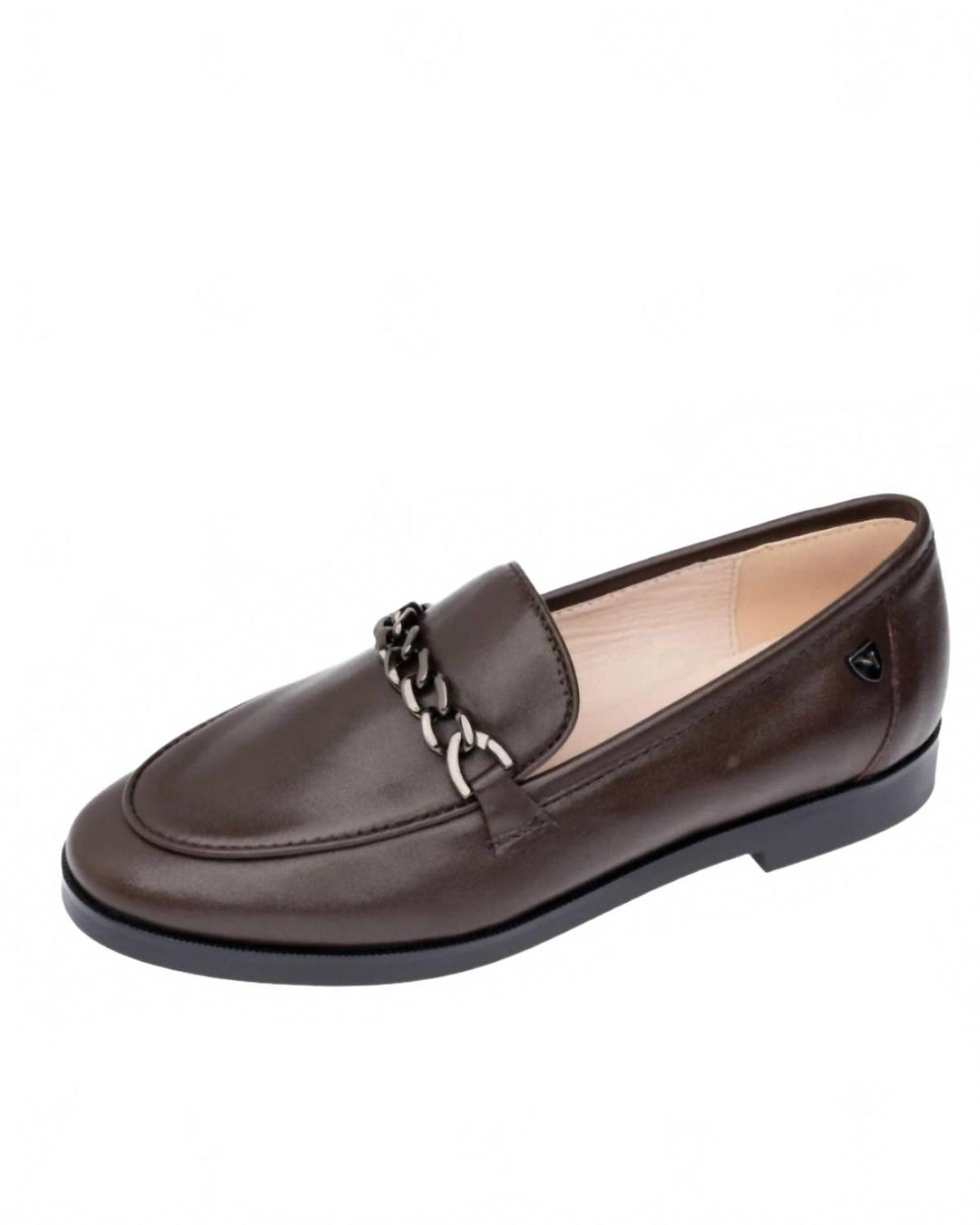 unisex jewel leather slip on loafer in dark brown