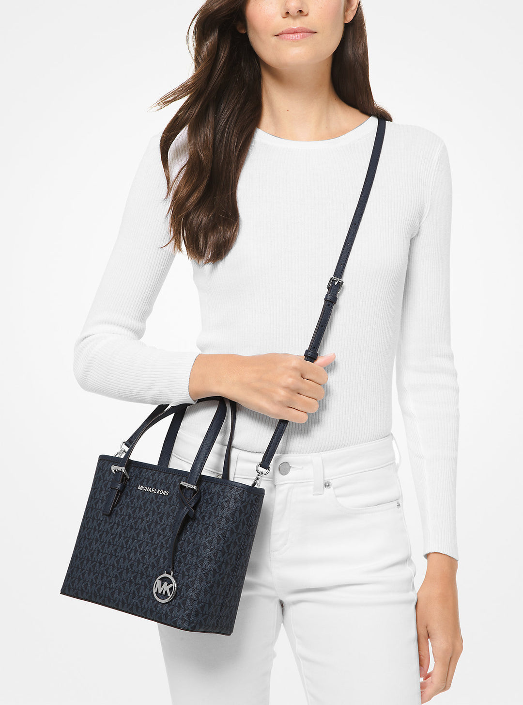 jet set travel extra-small logo top-zip tote bag