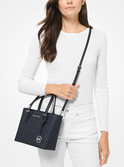 jet set travel extra-small logo top-zip tote bag