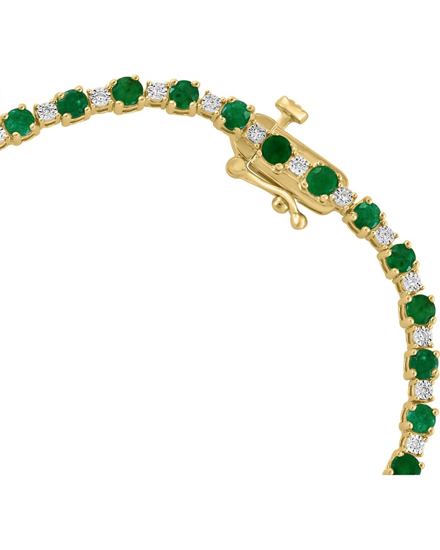 plated 3.02 ct. tw. diamond & emerald bracelet