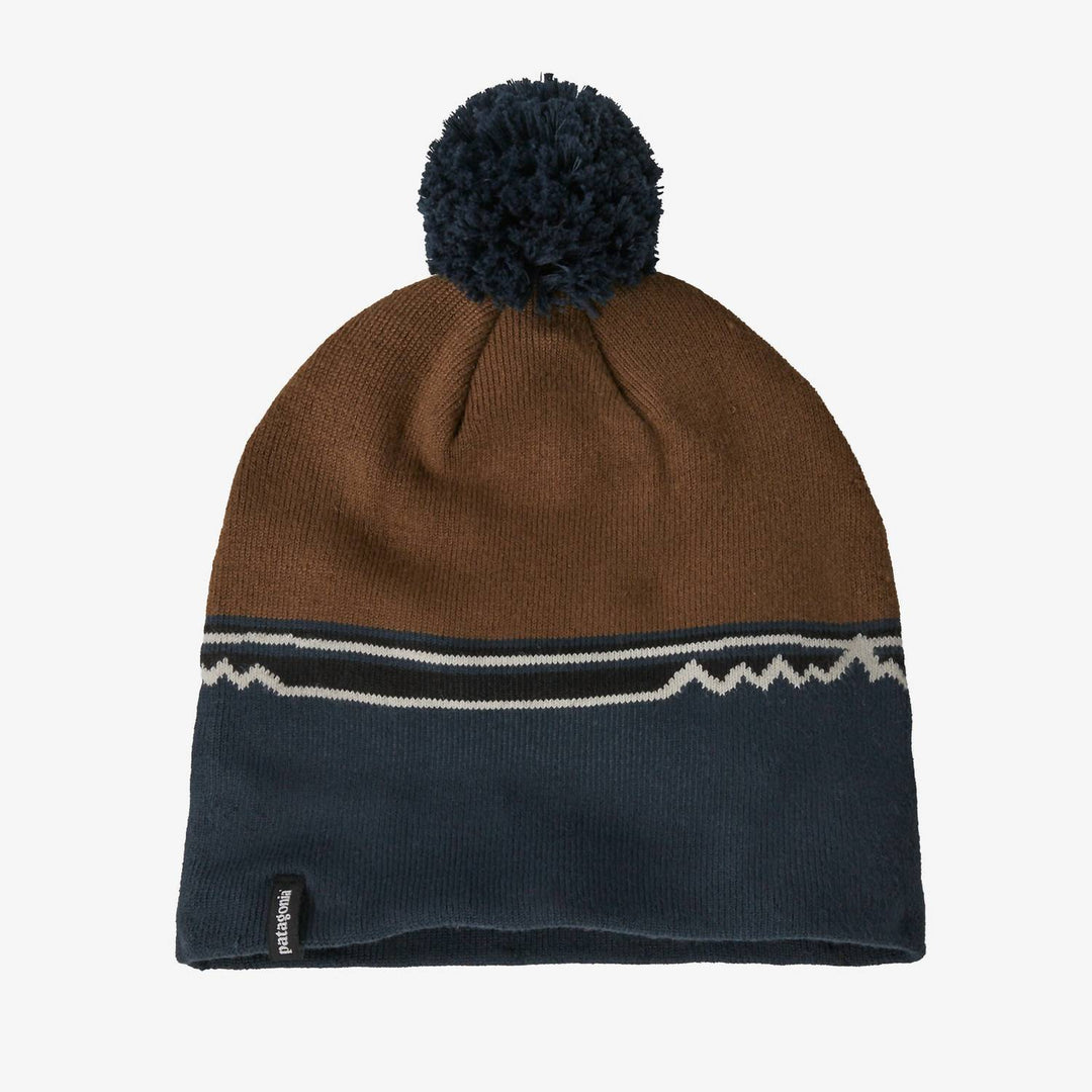 lightweight powder town beanie in skyline block: shelter brown