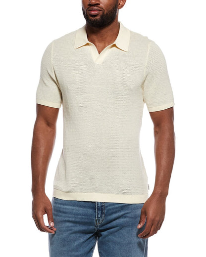 textured johnny collar polo shirt