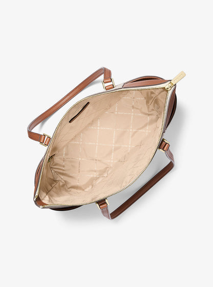 charlotte large logo and leather top-zip tote bag