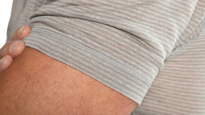 linen stripe polo shirt in blue slate