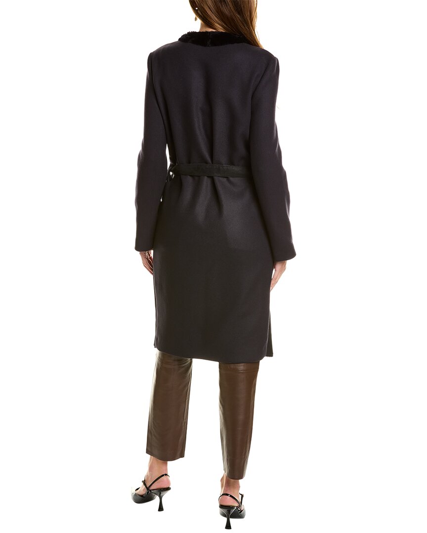 leather-trim wool coat