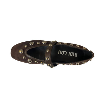 women's studded ballerina flat in marron