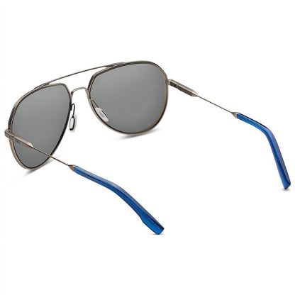 men's blake antique brass sunglasses in matte midway blue / flash pacific blue