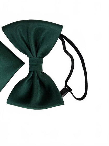 men's bow tie and pocket piece in dark green