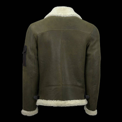 ephesus jacket in olive with white shearling