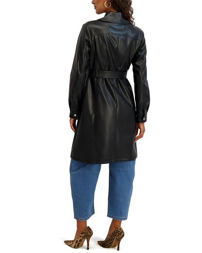 belted long jacket